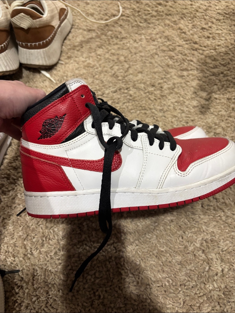 Jordan Men's High Top Sneakers - White/Red/Black
